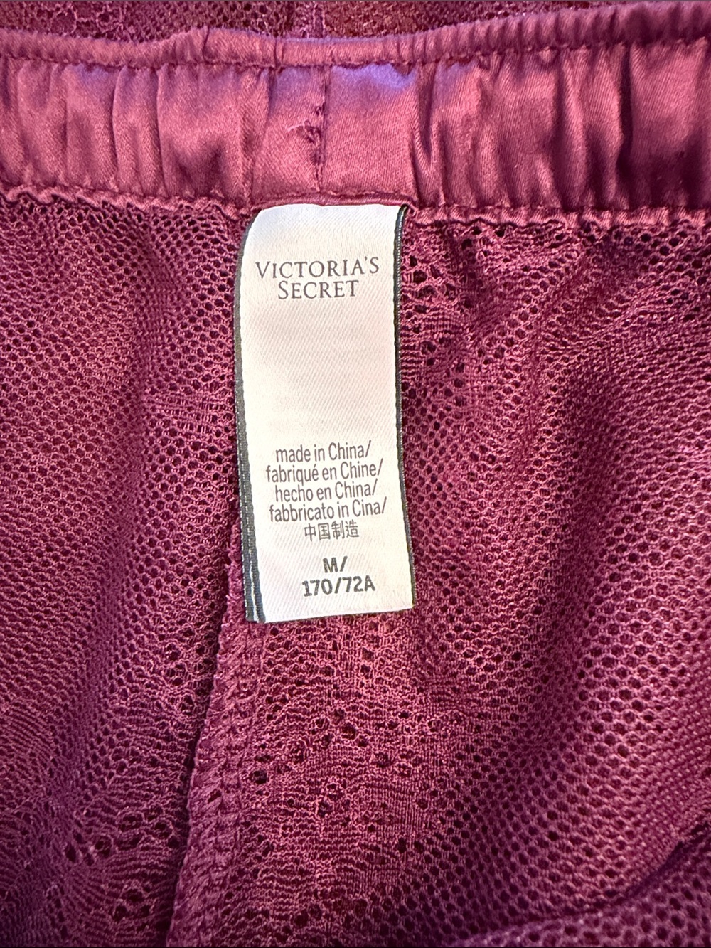 Victoria's Secret Sheer Lace Cover-Up Pants Burgundy Resort Lingerie M - Picture 8 of 13